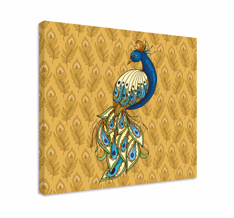 Curcan floral flori aurii pasăre pânză artă - TenStickers