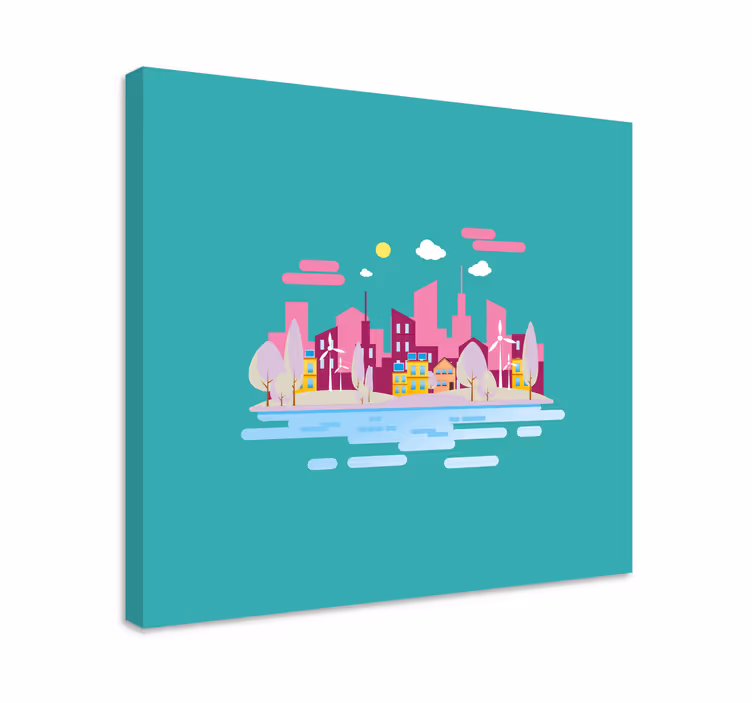 Tablou orașe peisaj urban vibrant - TenStickers