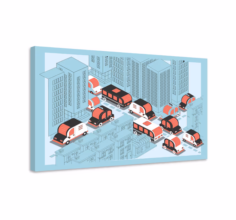Tablou orașe peisaj de trafic urban - TenStickers