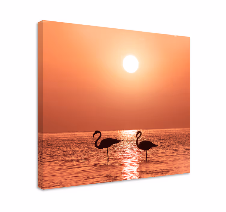 Tablou păsări flamingo la apus - TenStickers
