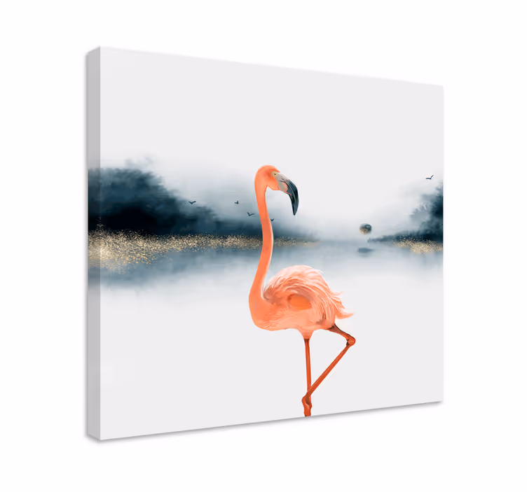 Imagini originale din pânză flamingo pictate în ulei - TenStickers