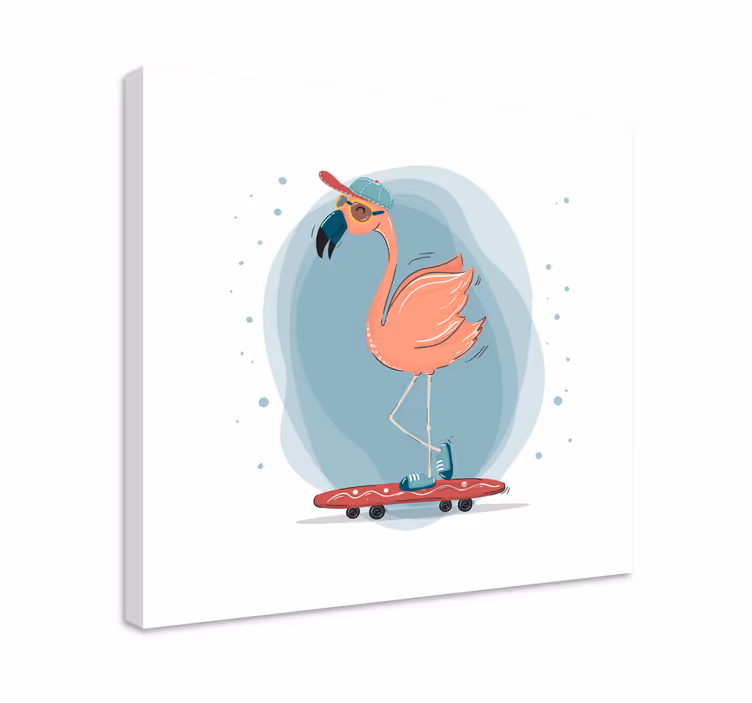 Tablou animale flamingo pe patine - TenStickers