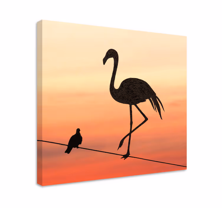 Flamingo și păsări design intrare artă pânză - TenStickers