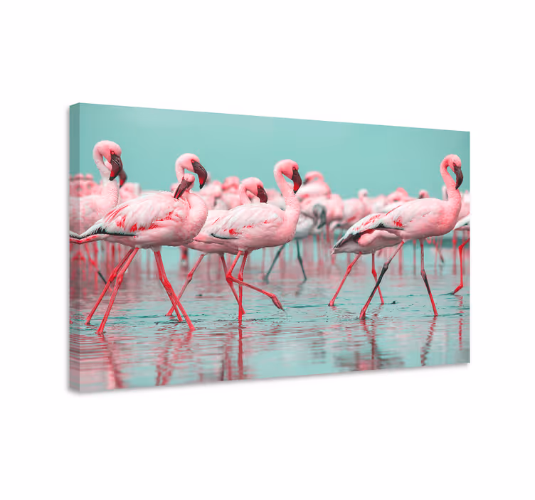 Drăguț flamingo mers pe jos design pânză de intrare - TenStickers