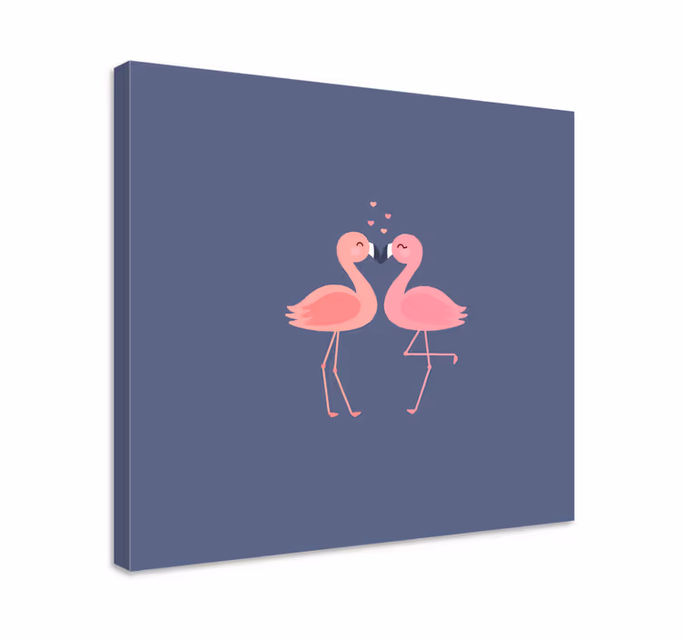 Flamingo-urile formând o artă de pânză de intrare a inimii - TenStickers