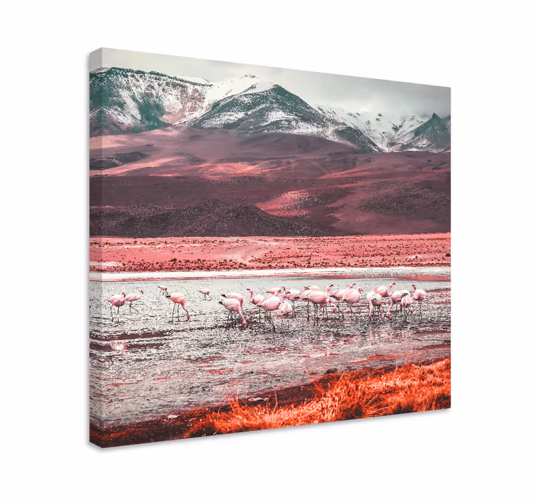 Tablou păsări flamingo lângă apă - TenStickers