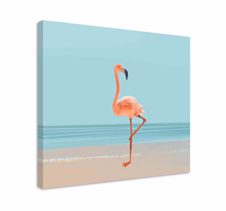 Imagine flamingo pe pânză de nisip artă de perete - TenStickers