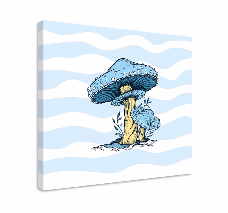 Albastru ciuperci ilustrare bucătărie imprimeu de perete - TenStickers