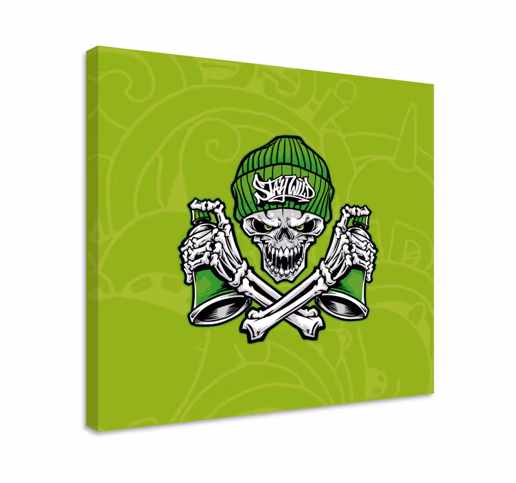 Ochelari craniu verde graffiti panza moderna - TenStickers