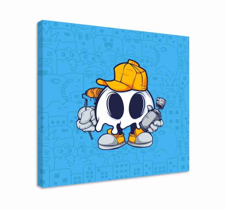 Craniu cool copil graffiti desen animat pânză modernă - TenStickers