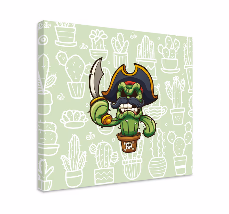 Cactus desen animat pirat pânză modernă - TenStickers