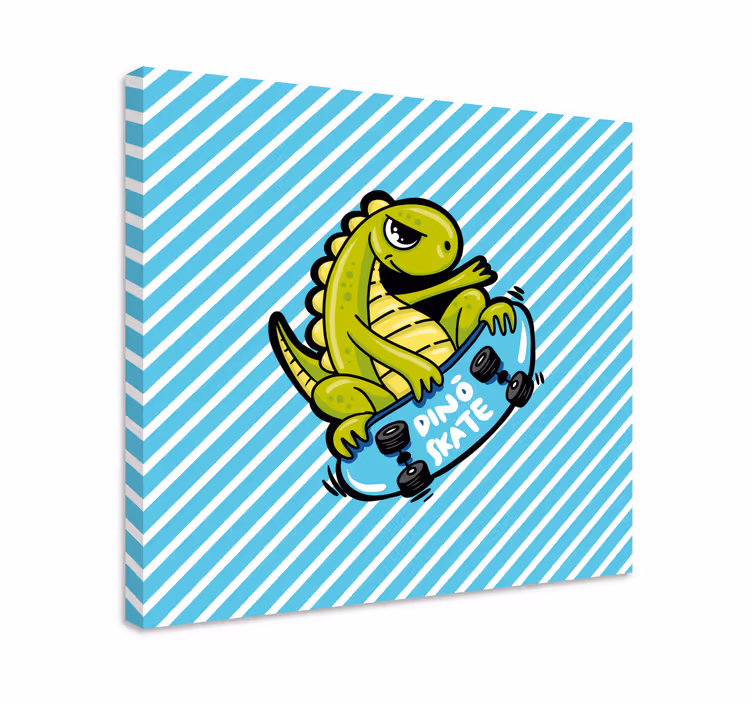 Tablou dinozauri distracție cu skateboardul dinozaurilor - TenStickers