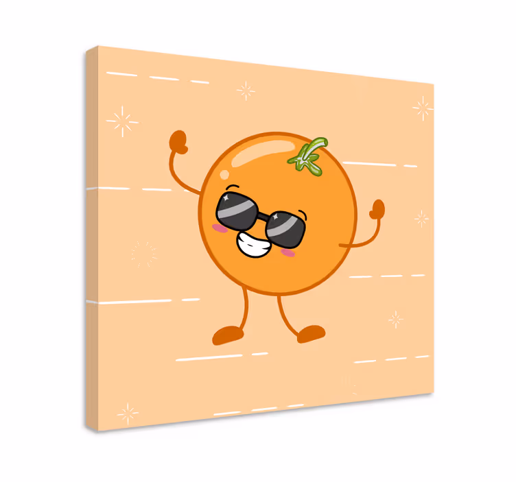 Tablou fructe figură veselă de portocală - TenStickers