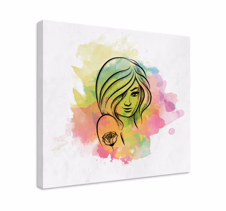Tablou persoane portret feminin acuarelă - TenStickers