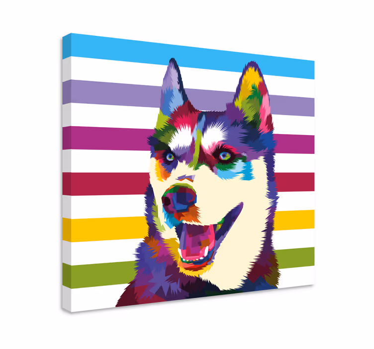Tablou câini portret colorat de husky - TenStickers