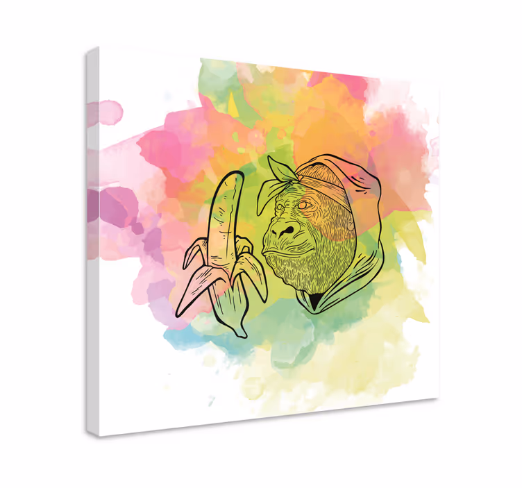 Tablou alfabet gorilla cu banană - TenStickers