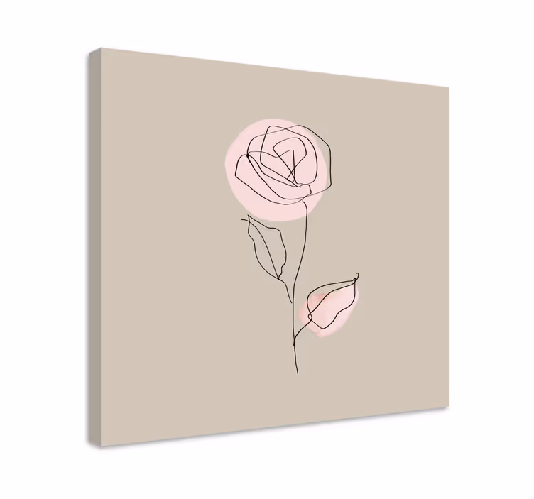 Tablou flori şi plante linie elegantă cu trandafir - TenStickers