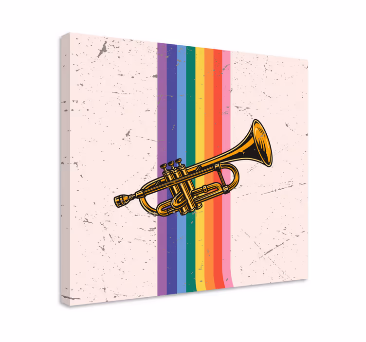 Tablou muzică trompetă cu linii - TenStickers