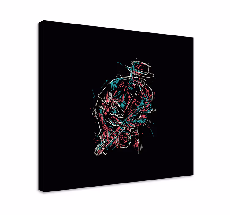 Tablou muzică jucător de saxofon - TenStickers