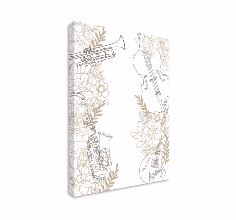 Tablou muzică instrumente florale - TenStickers