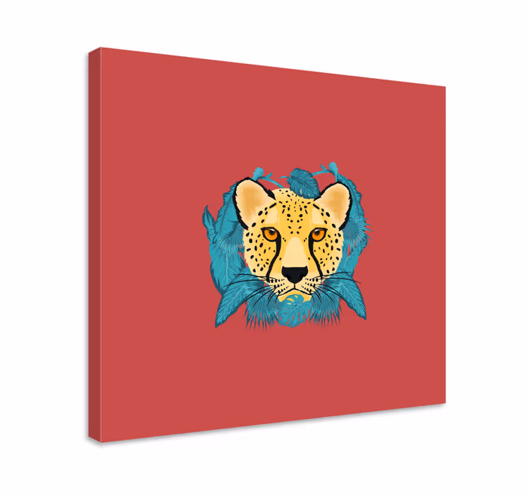 Tablou animale pui de ghepard cu frunze - TenStickers
