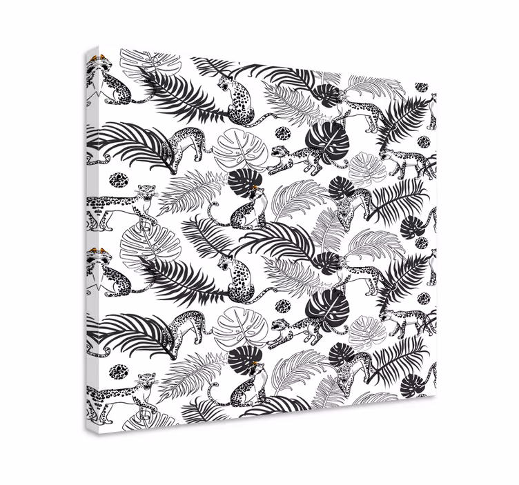 Tablou animale junglă alb-negru - TenStickers