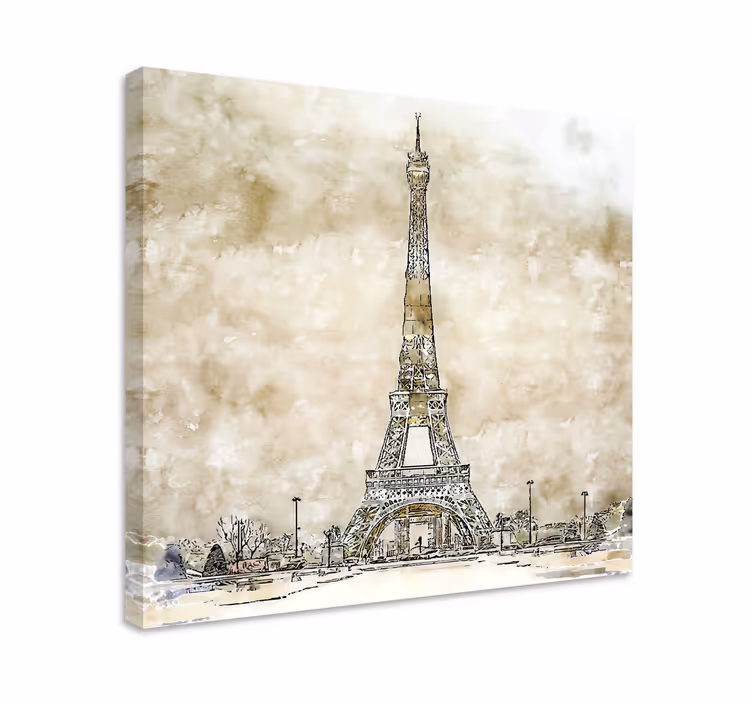 Acuarelă turnul eiffel pictură oraș pânză - TenStickers
