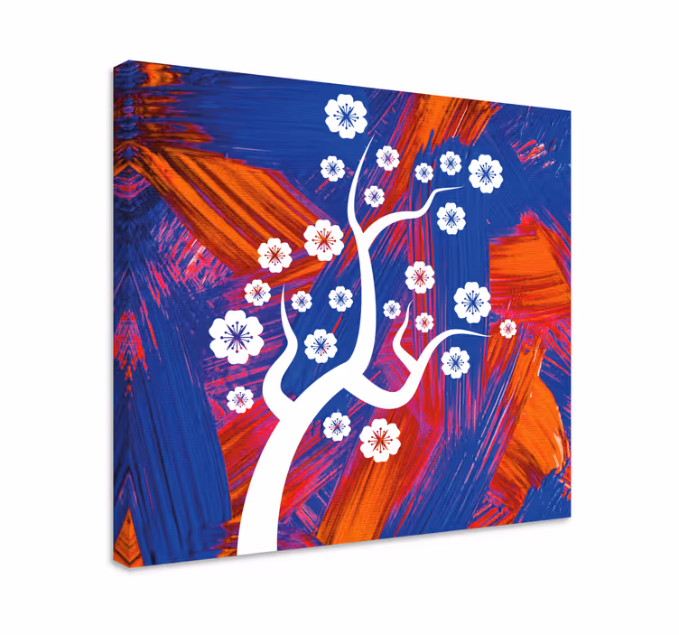 Tablou flori şi plante copac cu flori albe - TenStickers
