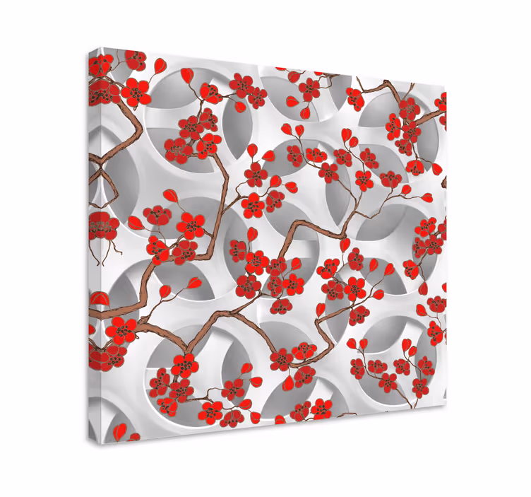 Rosu visiniu fundal alb imprimeuri pe panza - TenStickers