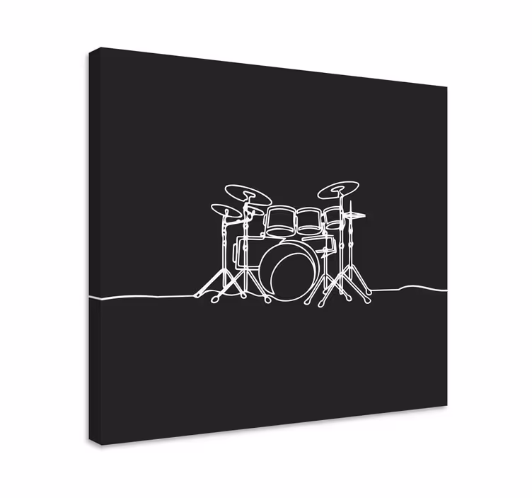 Tablou muzică contur set de tobe - TenStickers