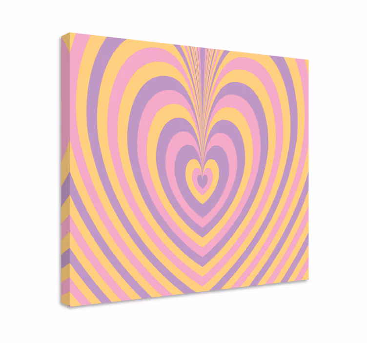 Tablou abstract valuri cu motive de inimă - TenStickers
