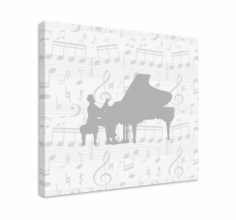 Tablou muzică siluetă de melodii la pian - TenStickers