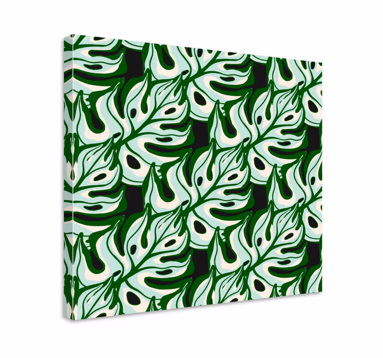 Tablou flori şi plante cu model de frunze monstera - TenStickers