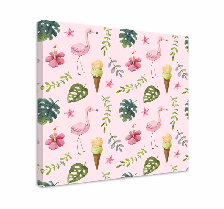 Tablou mozaic flamingo și Înghețată - TenStickers