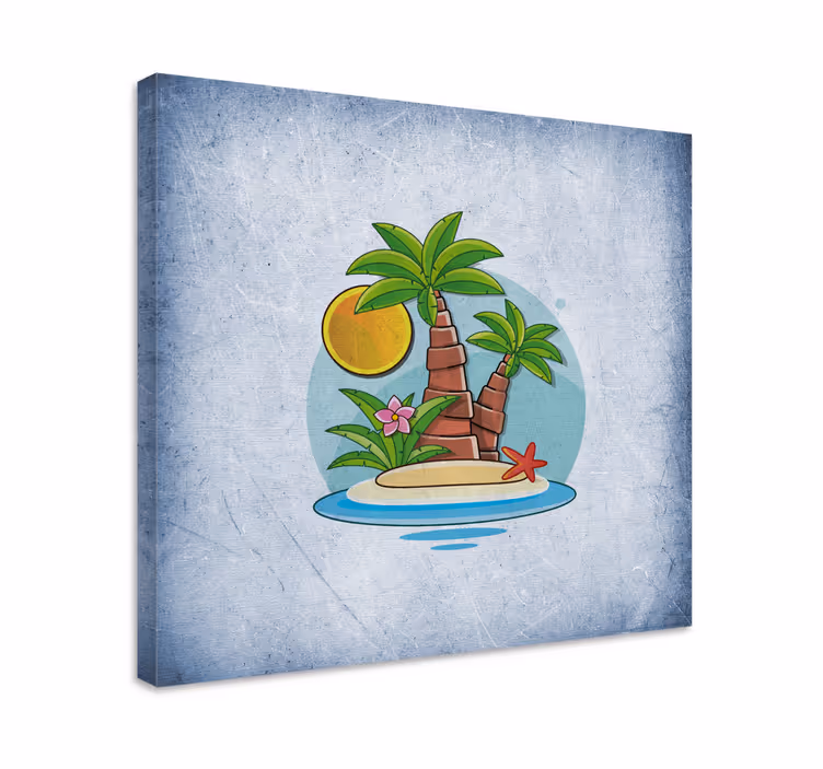 Tablou flori şi plante scena insulei tropicale - TenStickers