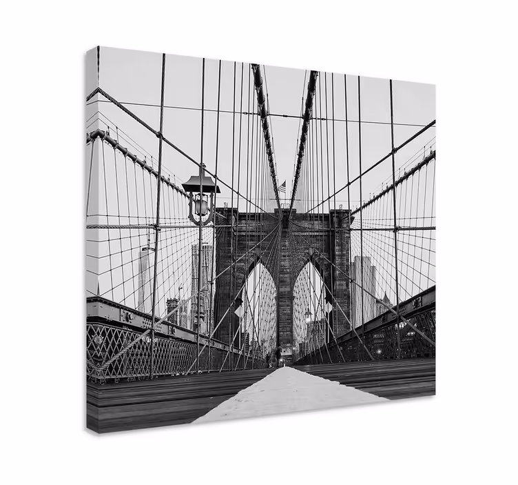 Imprimare pânză 3d alb-negru brooklyn bridge - TenStickers