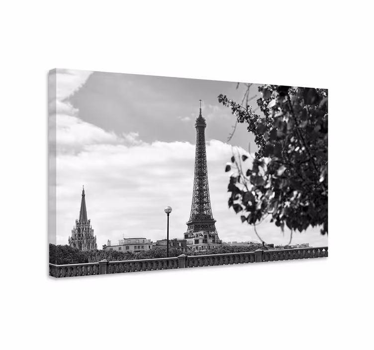 Imprimeuri pe pânză alb-negru al orașului turnul eiffel - TenStickers