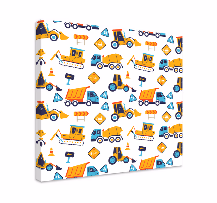 Tablou infantil distracție vehicul de construcții - TenStickers