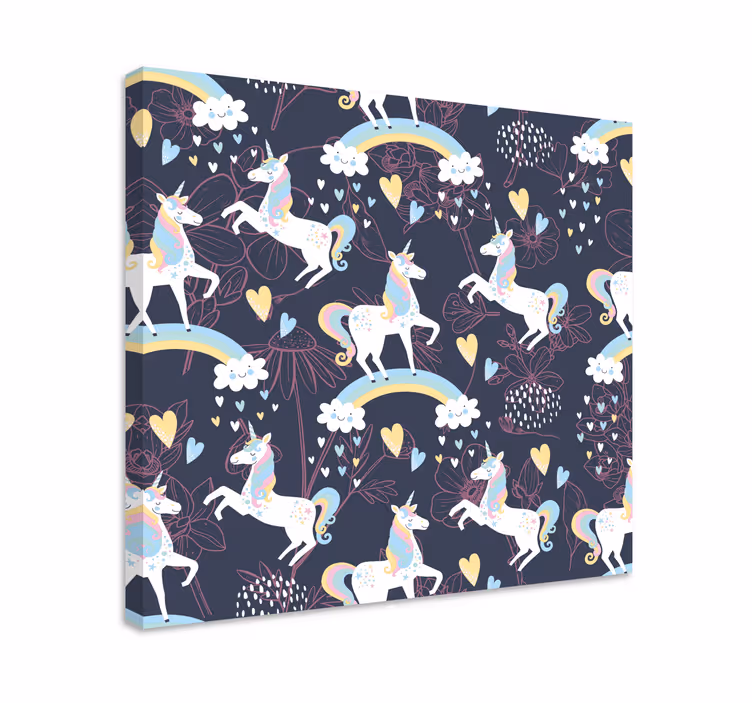 Unicorni albi fundal întunecat pânză de pepinieră - TenStickers