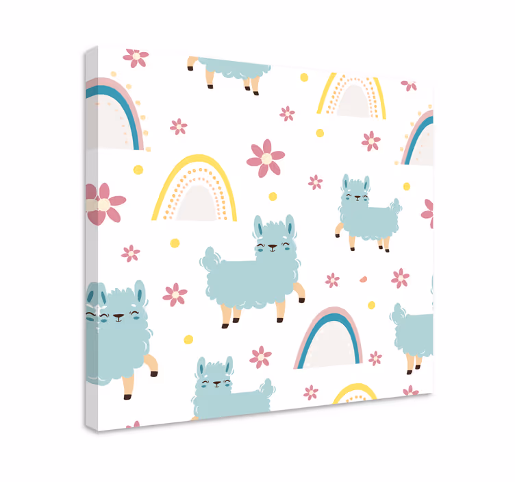 Tablou animale llama și flori - TenStickers