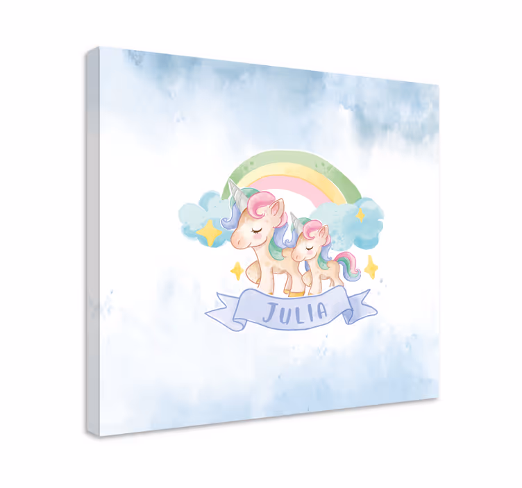 Unicorni fericiti peste panza personalizata curcubeu - TenStickers