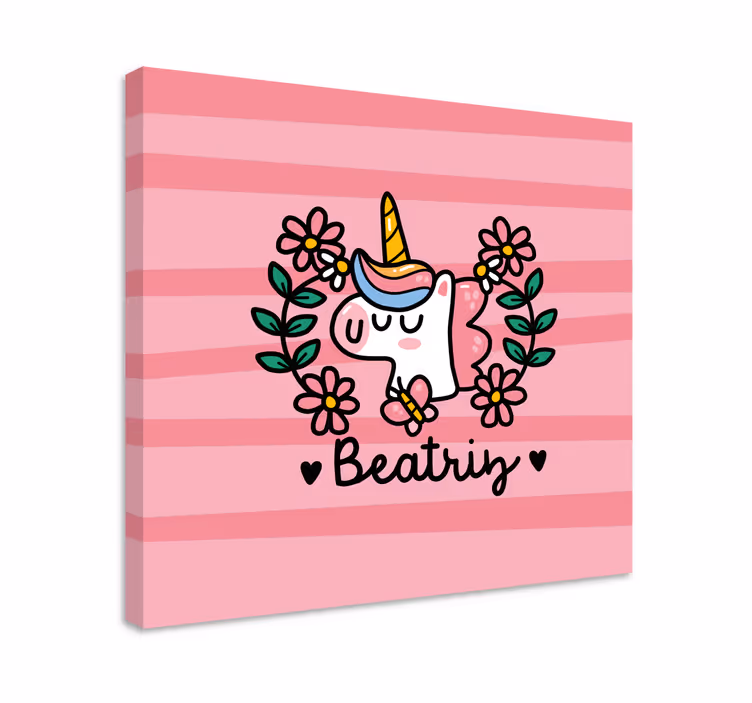 Tablou unicorni cu flori drăguțe - TenStickers