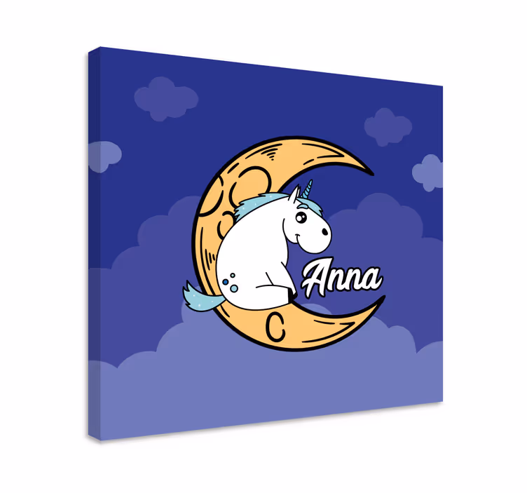 Tablou unicorni peisaj cu luna și unicorni - TenStickers