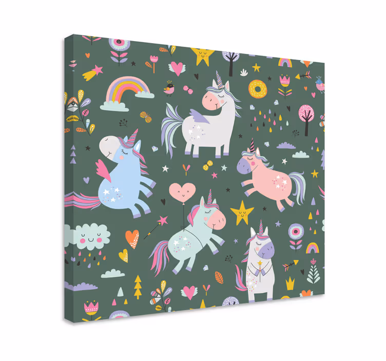Panza de pepinieră de petrecere a unicornului de desene animate - TenStickers
