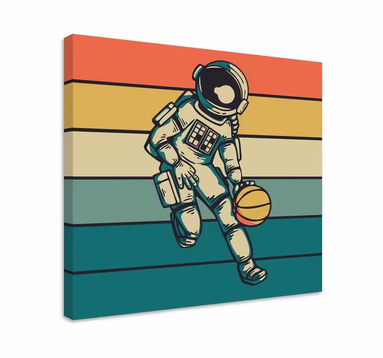 Tablou sport cosmonaut jucând baschet - TenStickers