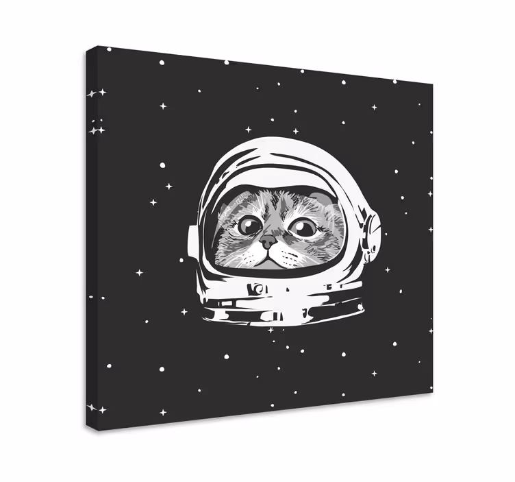 Tablou pisici astronaut alb-negru - TenStickers