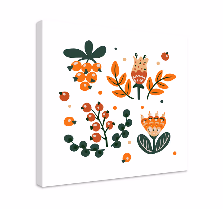 Tablou flori şi plante elemente florale abstracte - TenStickers