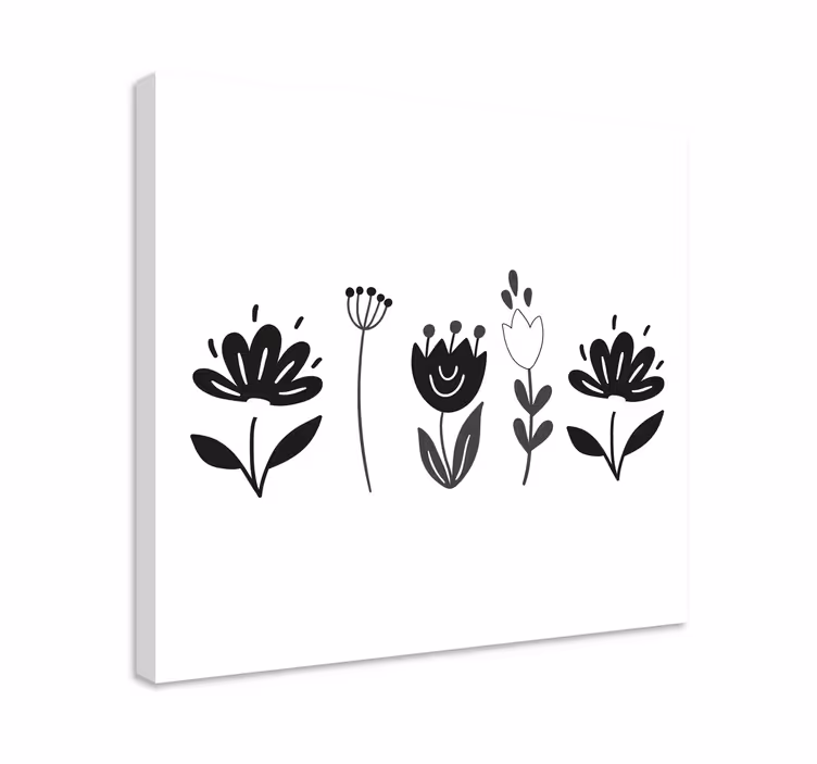 Flori alb-negru pânză de flori - TenStickers