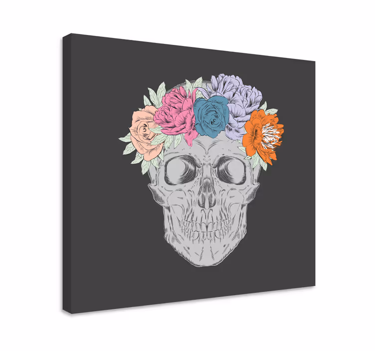 Tablou flori şi plante aranjament floral cu skull - TenStickers