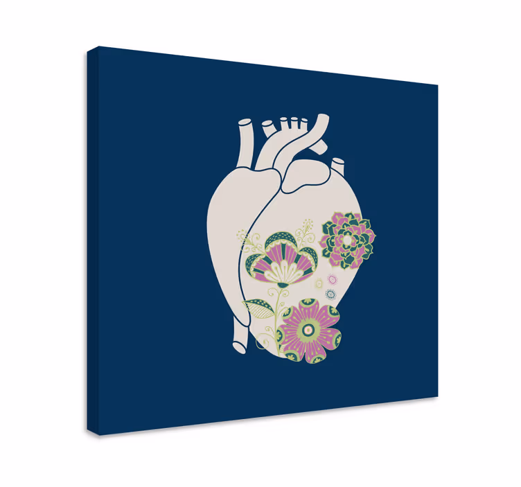 Inimă anatomică cu pânză de flori roșii - TenStickers